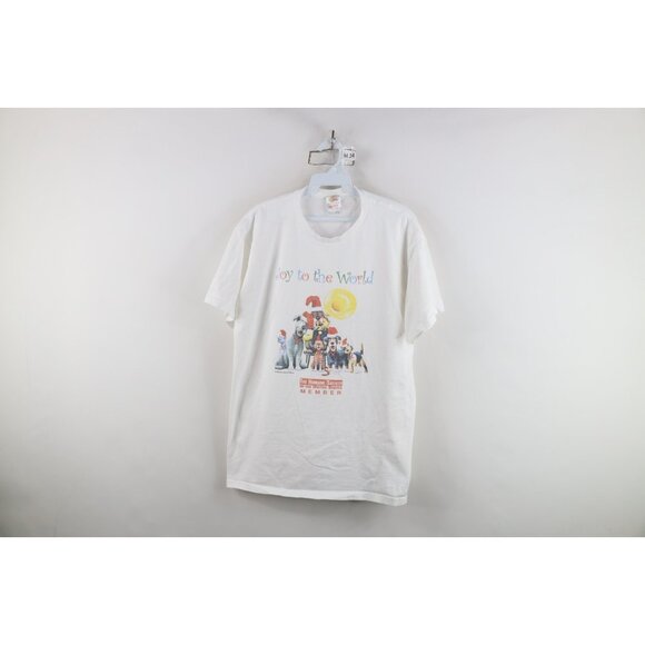 Vintage Womens Large Faded Christmas The Humane Society Member Animals T-Shirt - Picture 1 of 14